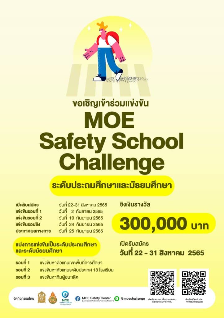 การแข่งขัน Safety School Challenge สำหรับระดับประถมศึกษา และมัธยมศึกษา ชิงเงินรางวัล 300,000 บาท  