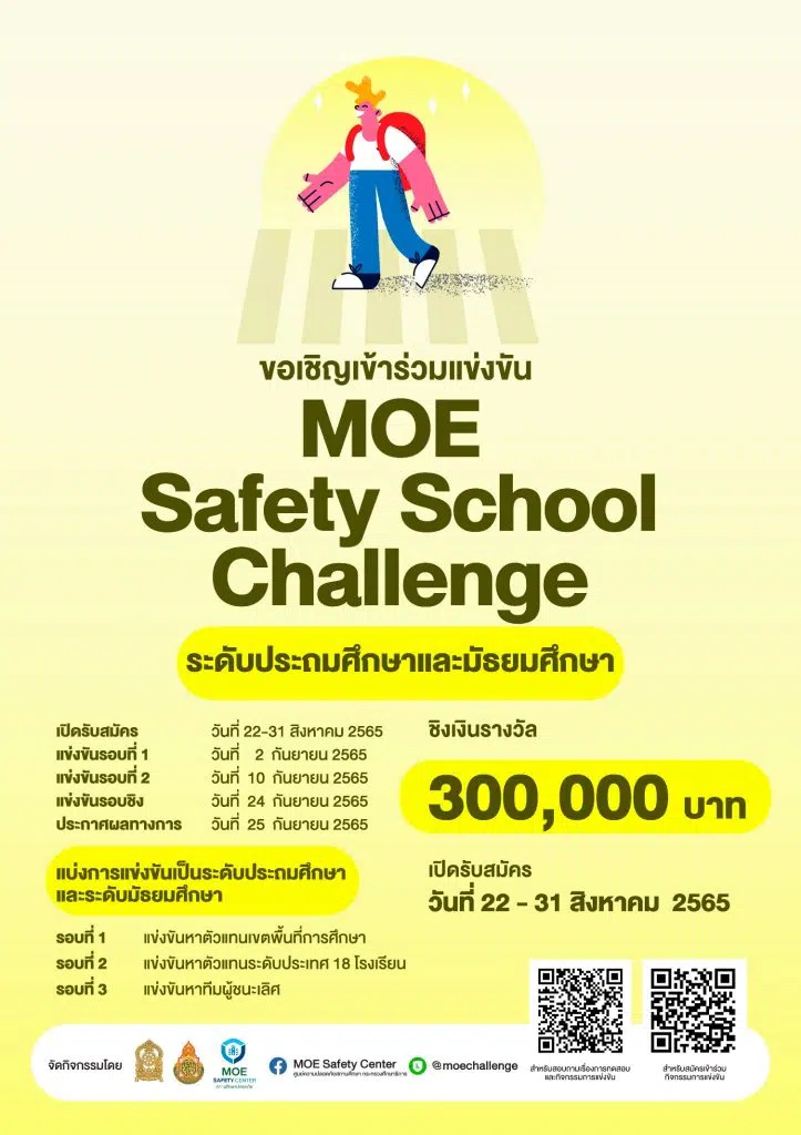 การแข่งขัน Safety School Challenge สำหรับระดับประถมศึกษา และมัธยมศึกษา ชิงเงินรางวัล 300,000 บาท  