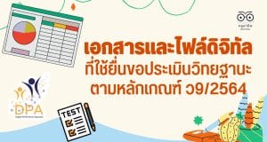 เอกสารและไฟล์ดิจิทัลที่ใช้ยื่นขอประเมินวิทยฐานะตามหลักเกณฑ์ ว9/2564 เพื่อขอมีวิทยฐานะครูชำนาญการ หรือขอเลื่อนวิทยฐานะครูชำนาญการพิเศษ เมื่อมีคุณสมบัติครบกำหนด และพร้อมที่จะขอประเมิน