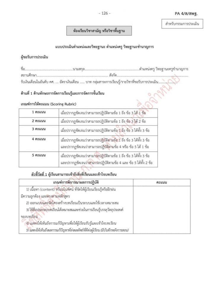 เกณฑ์การให้คะแนนประเมิน PA ตามหลักเกณฑ์ ว9/2564 ตามคู่มือของสำนักงาน ก.ค.ศ.