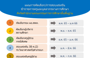 แผนการคัดเลือก/การสอบแข่งขันข้าราชการครูและบุคลากรทางการศึกษา สังกัด สพฐ. สอบบรรจุครูผู้ช่วย ปี 2566