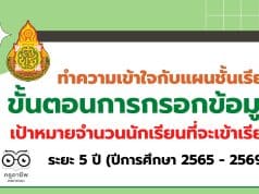 ทำความเข้าใจกับแผนชั้นเรียน และขั้นตอนการกรอกข้อมูล เป้าหมายจำนวนนักเรียนที่จะเข้าเรียนในระยะ 5 ปี (ปีการศึกษา 2565 - 2569)