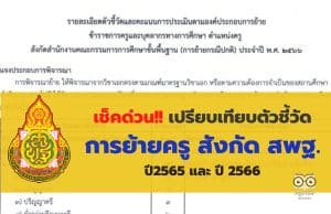เช็คด่วน!! เปรียบเทียบตัวชี้วัดการย้ายครู สังกัด สพฐ. ปี 65 กับ ปี 66