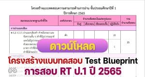 โครงสร้างแบบทดสอบการสอบประเมินคุณภาพการศึกษาขั้นพื้นฐาน (Reading Test : RT) Test Blueprint RT ป.1 2565 ชั้นประถมศึกษาปีที่ 1 ปีการศึกษา 2565