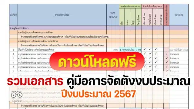 ดาวน์โหลดไฟล์ รวมเอกสาร คู่มือการจัดตั้งงบประมาณปี 2567 งบลงทุน ค่าครุภัณฑ์ ที่ดินและสิ่งก่อสร้าง