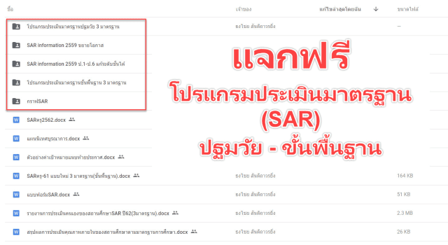 แจกไฟล์ ประเมินสำหรับสถานศึกษา โปรแกรมประเมินมาตรฐาน โปรแกรมจัดทำ SAR ดาวน์โหลดฟรี