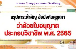 สรุปสาระสำคัญ ข้อบังคับคุรุสภา ว่าด้วยใบอนุญาตประกอบวิชาชีพ พ.ศ. 2565 ประกาศในราชกิจจานุเบกษาวันที่ 15 ธันวาคม 2565 และมีผลบังคับใช้ 15 มีนาคม 2566