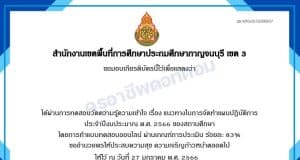 แบบทดสอบออนไลน์ เรื่อง แนวทางในการจัดทำแผนปฏิบัติการ ประจำปีงบประมาณ พ.ศ. ๒๕๖๖ ของสถานศึกษา ผ่านเกณฑ์ 70% รับเกียรติบัตรทางอีเมล