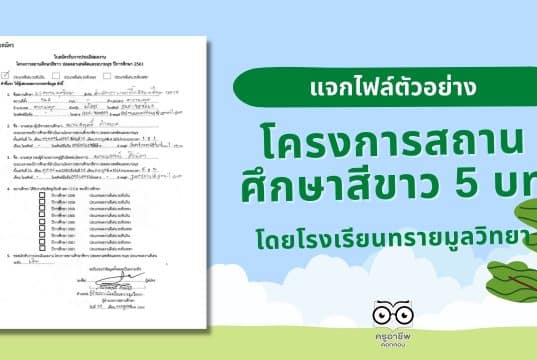 ดาวน์โหลดไฟล์ ตัวอย่างรายงาน โครงการสถานศึกษาสีขาว 5 บท โดยโรงเรียนทรายมูลวิทยา