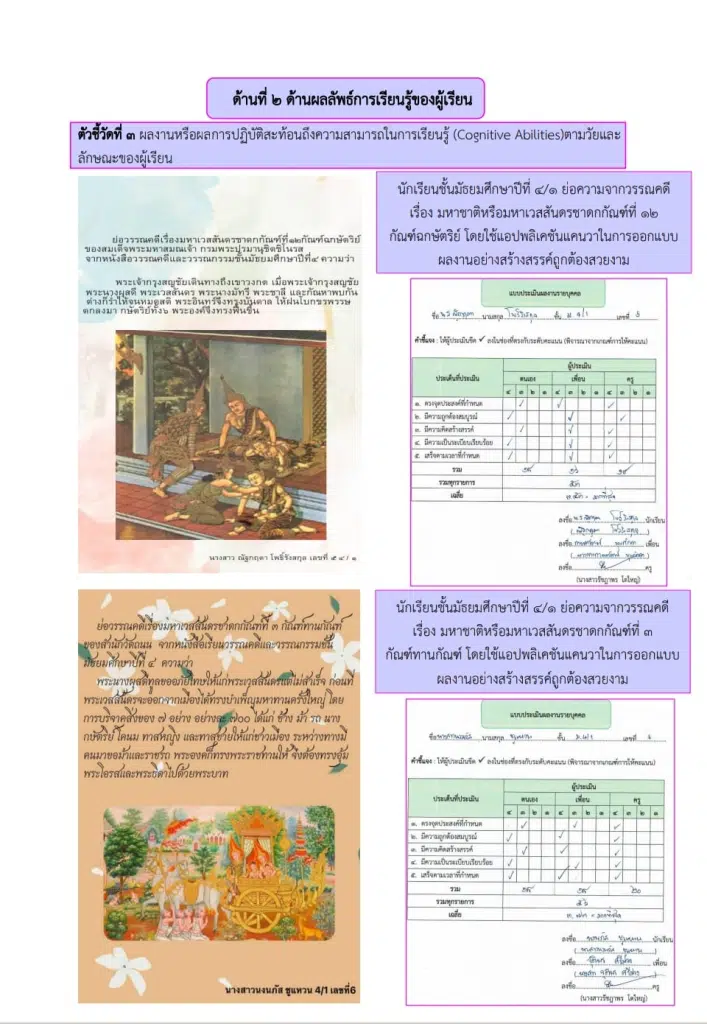 ตัวอย่างการนำเสนอด้านที่ 2 วิทยฐานะครูชำนาญการ ในระบบ dpa