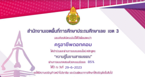 แบบทดสอบหลักสูตรการอบรมความรู้ในงานสารบรรณ เกณฑ์ผ่าน 80% รับเกียรติบัตรอีเมล โดยสำนักงานเขตพื้นที่การศึกษาประถมศึกษาเลย เขต 3