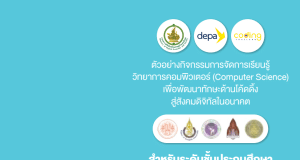 ดาวน์โหลด ตัวอย่างกิจกรรมการจัดการเรียนรู้ วิทยาการคอมพิวเตอร์ (Computer Science) เพื่อพัฒนาทักษะด้านโค้ดดิ้ง สู่สังคมดิจิทัลในอนาคต สำหรับระดับชั้นประถมศึกษาและมัธยมศึกษา