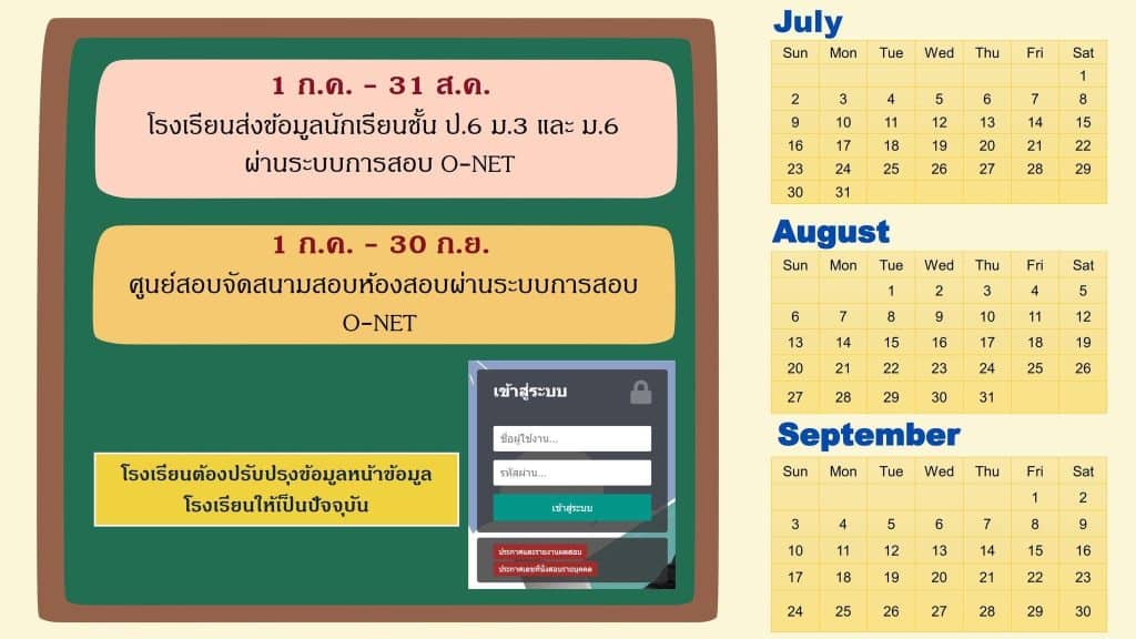 ตารางสอบ O-NET ป.6 ม.3 และ ม.6 ปีการศึกษา 2566 (สอบปี 2567)