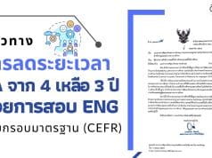 แนวทางการลดระยะเวลา PA จาก 4 เหลือ 3 ปี ด้วยการสอบ Eng แนวทางการพัฒนาทักษะภาษาอังกฤษ ตามกรอบมาตรฐานความสามารถทางภาษาอังกฤษ (CEFR) สำหรับครูและบุคลากรทางการศึกษา