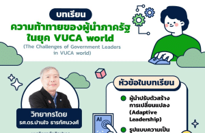 เรียนฟรี มีเกียรติบัตร หลักสูตร ความท้าทายของผู้นำภาครัฐในยุค VUCA world รับเกียรติบัตรฟรี โดยสถาบันพัฒนาบุคลากรภาครัฐด้านดิจิทัล