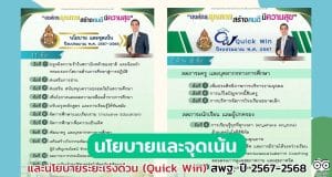 นโยบายและจุดเน้น และนโยบายระยะเร่งด่วน (Quick Win) สพฐ. ปีงบประมาณ พ.ศ. 2567-2568