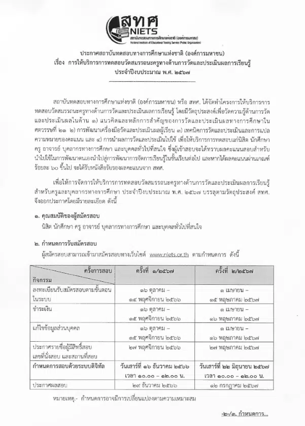 สทศ.ปิดรับสมัครสอบวัดสมรรถนะครูทางด้านการวัดและประเมินผลการเรียนรู้ ครั้งที่ 1/2567 รับสมัครสอบ 16 ต.ค. – 14 พ.ย. 66 