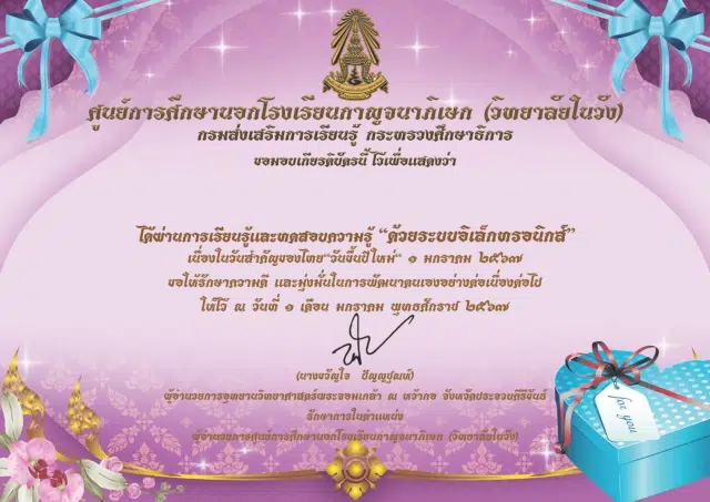 แบบทดสอบออนไลน์ เนื่องในวันสำคัญของไทย