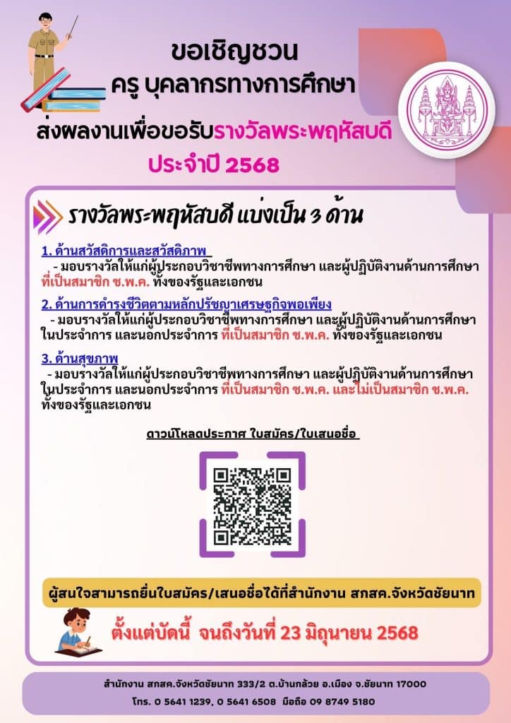 ขอเชิญส่งผลงานคัดเลือกรางวัลพระพฤหัสบดี ประจำปี 2568 เสนอชื่อภายใน 23 มิถุนายน 2568 1