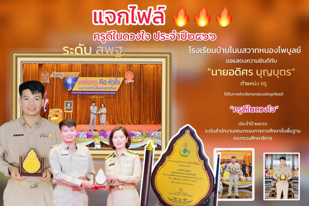 เผยแพร่งาน ครูดีในดวงใจ ประจำปี 2566 ระดับ สพฐ. ไฟล์ Word แก้ไขได้ โดยครูอดิศร บุญบุตร สพป.นภ.