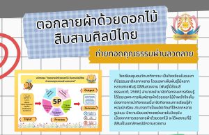 เผยแพร่ผลงาน นวัตกรรม "ตอกลายผ้าด้วยดอกไม้  สืบสานศิลป์ไทย ถ่ายทอดคุณธรรมผ่านลวดลาย" โดยครูณฐวัฒน์ จิรโชติพัฒนสิน โรงเรียนชุมชนวัดมาติการาม