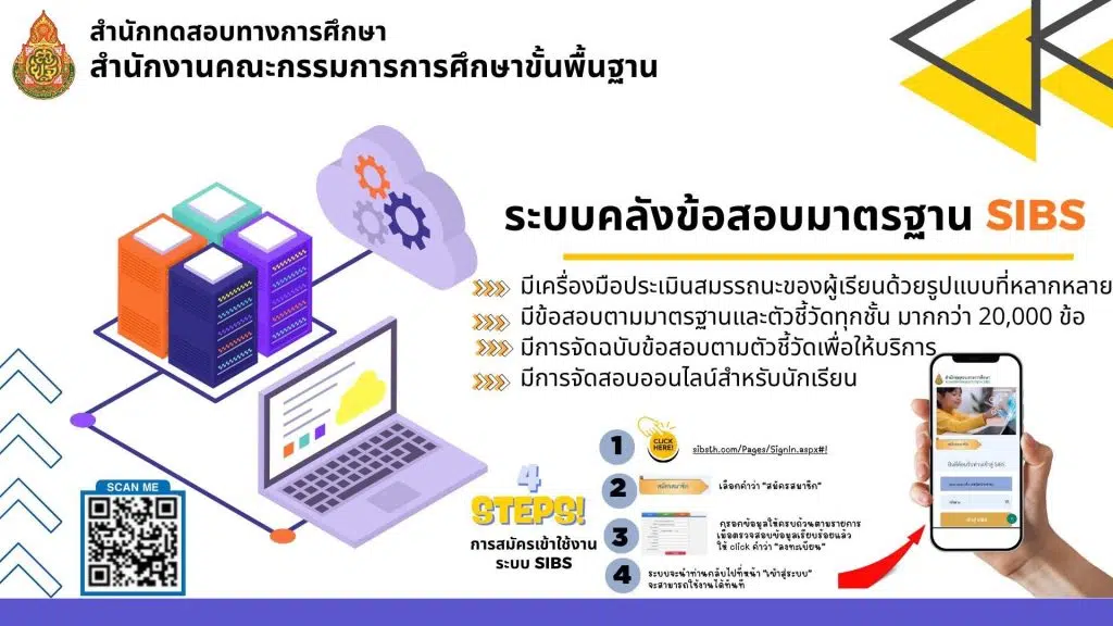 ดาวน์โหลดข้อสอบมาตรฐานทุกวิชา ทุกระดับชั้น สพฐ. ฟรี!! ผ่าน ระบบคลังข้อสอบมาตรฐาน SIBS สพฐ.