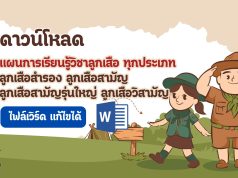 ดาวน์โหลด แผนการเรียนรู้วิชาลูกเสือ ทุกประเภท ลูกเสือสำรอง ลูกเสือสามัญ ลูกเสือสามัญรุ่นใหญ่ ลูกเสือวิสามัญ ไฟล์เวิร์ด แก้ไขได้