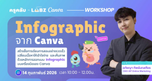 ลงทะเบียนอบรมฟรี หลักสูตร เปลี่ยนเนื้อหาให้เข้าใจง่ายและเห็นภาพการสร้าง Infographic จาก Canva วันที่ 14 กุมภาพันธ์ 2569 รับเกียรติบัตรฟรี โดย Starfish Labz 