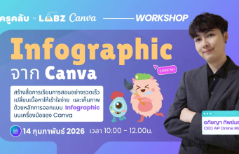 ลงทะเบียนอบรมฟรี หลักสูตร เปลี่ยนเนื้อหาให้เข้าใจง่ายและเห็นภาพการสร้าง Infographic จาก Canva วันที่ 14 กุมภาพันธ์ 2569 รับเกียรติบัตรฟรี โดย Starfish Labz 