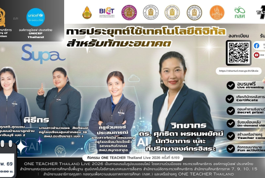 อบรมออนไลน์ฟรี ครั้งที่ 6 OTT LIVE หัวข้อ การประยุกต์ใช้เทคโนโลยีดิจิทัลสำหรับทักษะอนาคต วันที่ 19 กุมภาพันธ์ 2569 รับเกียรติบัตรจาก กระทรวงศึกษาธิการ