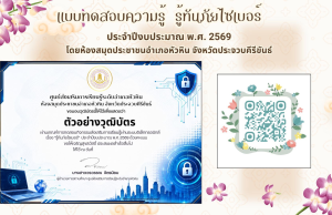 แบบทดสอบออนไลน์ เรื่อง รู้ทันภัยไซเบอร์ ผ่านเกณฑ์ 60 % จะได้รับเกียรติบัตรทางอีเมล โดยห้องสมุดประชาชนอำเภอหัวหิน จังหวัดประจวบคีรีขันธ์ แบบทดสอบออนไลน์ เรื่อง รู้ทันภัยไซเบอร์ ผ่านเกณฑ์ 60 % จะได้รับเกียรติบัตรทางอีเมล โดยห้องสมุดประชาชนอำเภอหัวหิน จังหวัดประจวบคีรีขันธ์