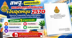 ดาวน์โหลดแนวทางการดำเนินงานเงินอุดหนุน ปีงบประมาณ พ.ศ. 2570 สพฐ. ฉบับสมบูรณ์ เผยแพร่เอกสารแนวทางการดำเนินงานตามโครงการสนับสนุนค่าใช้จ่ายในการจัดการศึกษาตั้งแต่ระดับอนุบาลจนจบการศึกษาขั้นพื้นฐาน ปีงบประมาณ พ.ศ. 2570 ดาวน์โหลดแนวทางการดำเนินงานเงินอุดหนุน ปีงบประมาณ พ.ศ. 2570 สพฐ. ฉบับสมบูรณ์